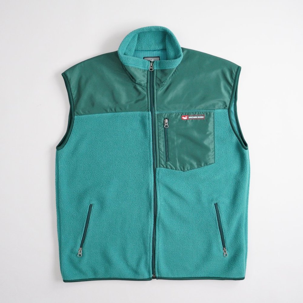 Southern Marsh FieldTec Full Zip Fleece Vest Mens Size Large Green Preppy